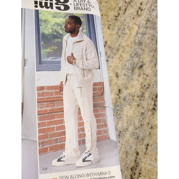 Simplicity R11404 Pattern Men XS S M L  Knit Zip Jacket & Pants Side Leg Snaps - Picture 3 of 12
